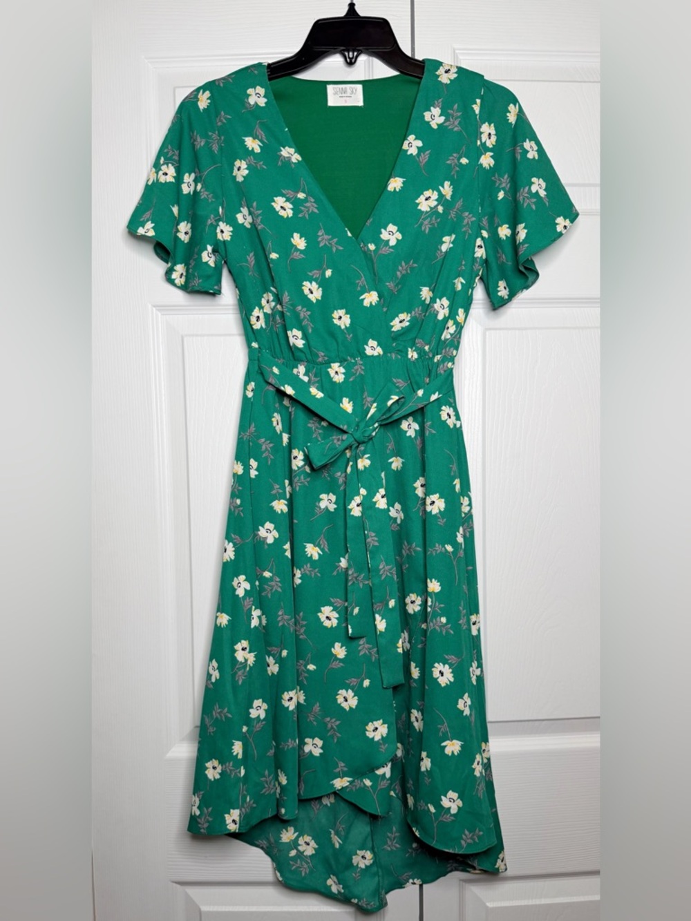 Sienna Sky Emerald Green Floral High-Low Wrap Dress